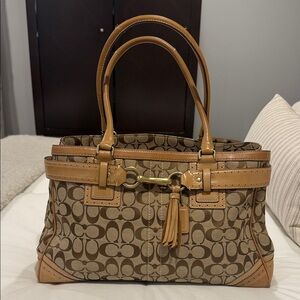 Coach Brown and Tan Shoulder Bag